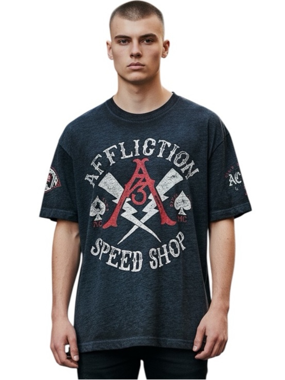 AFFLICTION: Men’s Burnout American Customs T-Shirt -Size Small